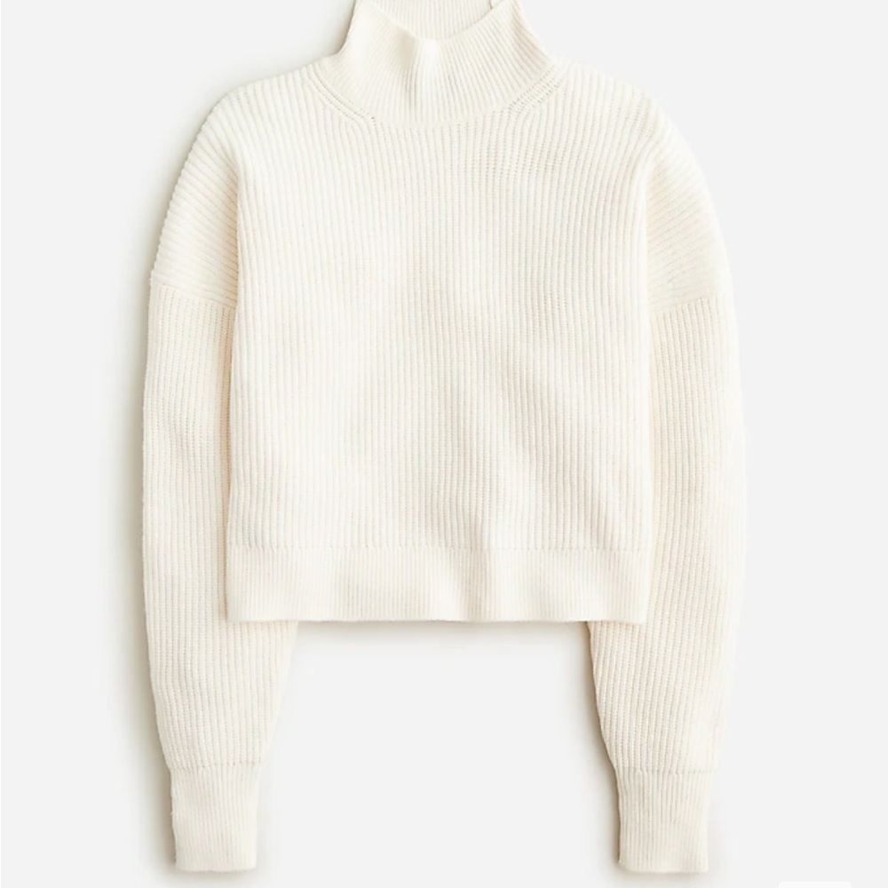 NWT JCREW RIBBED TURTLENECK SWEATER IN STRETCH YARN WHITE MEDIUN